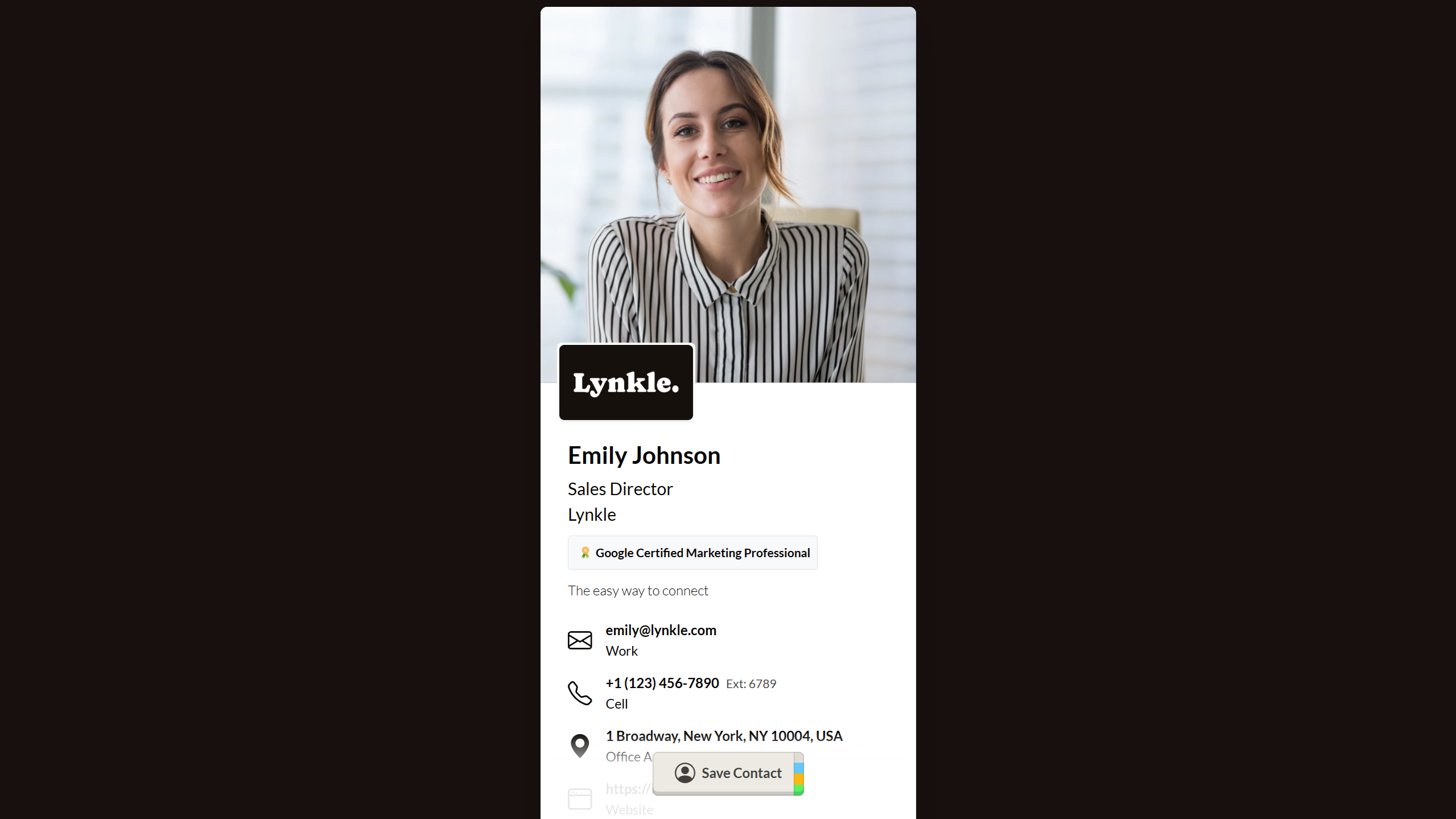 A well designed digital business card